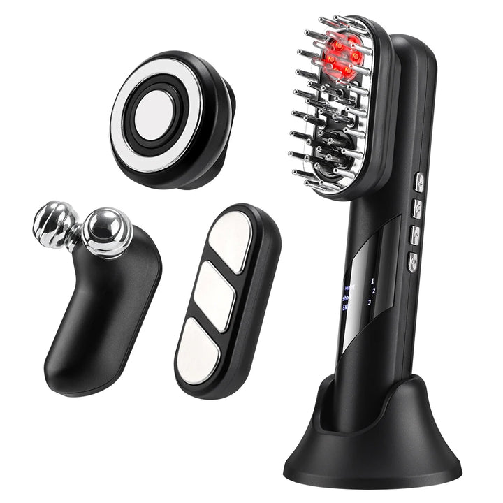 4-in-1 EMS Massagekamm mit Wärme & Lichtfunktion