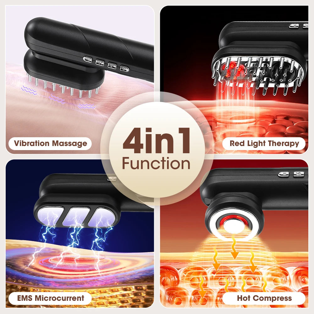 4-in-1 EMS Massagekamm mit Wärme & Lichtfunktion