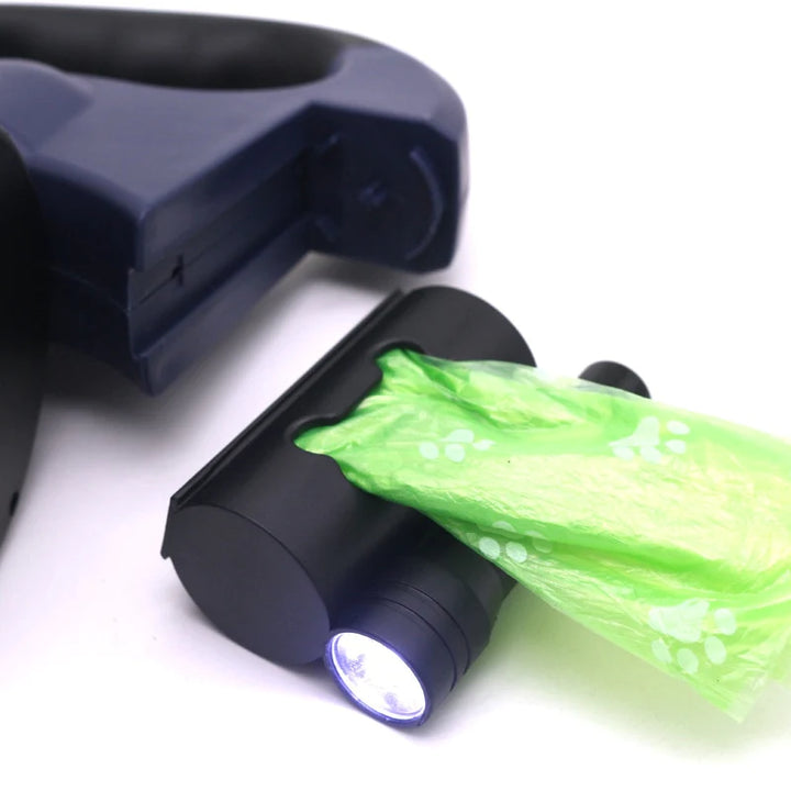 2-in-1 Hundeleine mit LED-Licht & Kotbeutelhalter – Ausziehbar für zwei Hunde