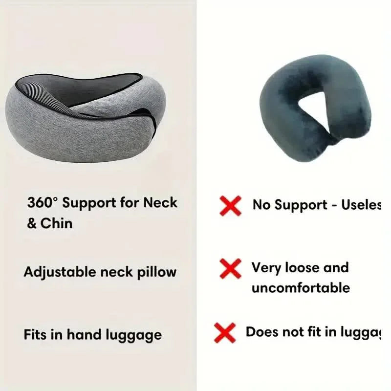 Memory Foam Nackenkissen mit 360° Support – Kompakt & Reisebereit