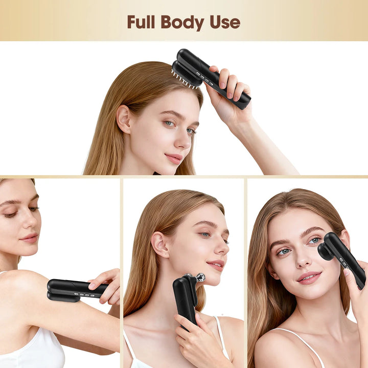4-in-1 EMS Massagekamm mit Wärme & Lichtfunktion