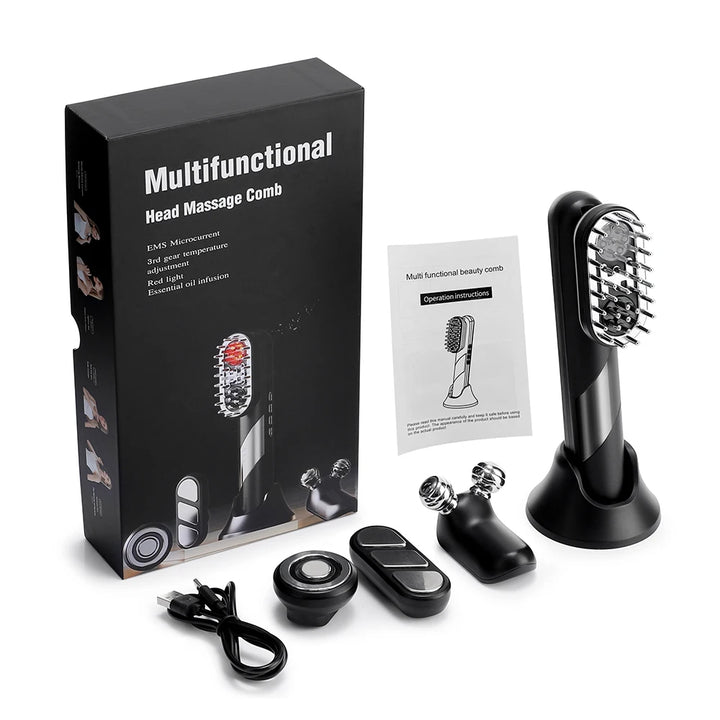 4-in-1 EMS Massagekamm mit Wärme & Lichtfunktion